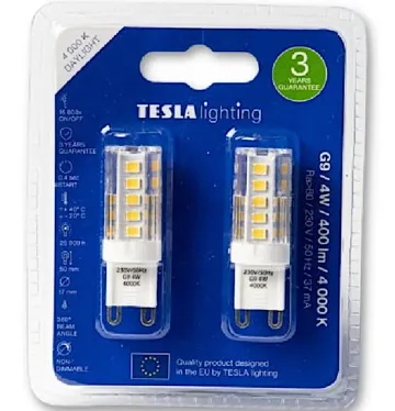 LED žárovka G9 Tesla G9000440-PACK2 230V 4W 400lm 4000K 2ks