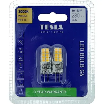 LED žárovka G4 Tesla G4000230-2PACK2 12V 2W 230lm 3000K 2ks