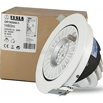 LED otočné podhledové svítidlo TESLA DR163030-1 30W 1475lm 3000K