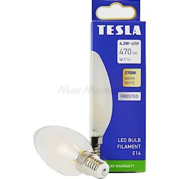 LED žárovka E14 candle FILAMENT Tesla CL144227-1F 230V 4W 470lm 2700K