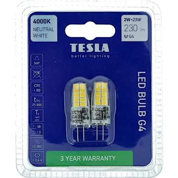 LED žárovka G4 Tesla G4000240-2PACK2 12V 2W 230lm 4000K 2ks