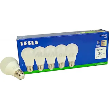 LED žárovka E27 Tesla BL270930-5PACK2 230V 9W 1055lm 3000K 5ks