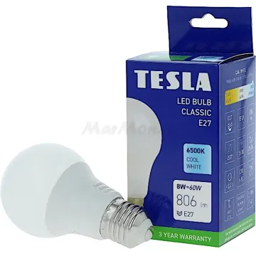LED žárovka E27 Tesla BL270865-7 230V 8W 806lm 6500K
