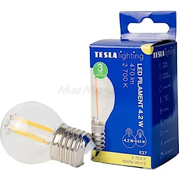 LED žárovka E27 FILAMENT MiniGlobe Tesla MG274227-1 230V 4,2W 470lm 2700K